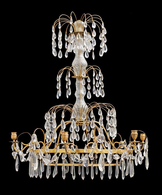 A late Gustavian-style six-light hanging lamp.