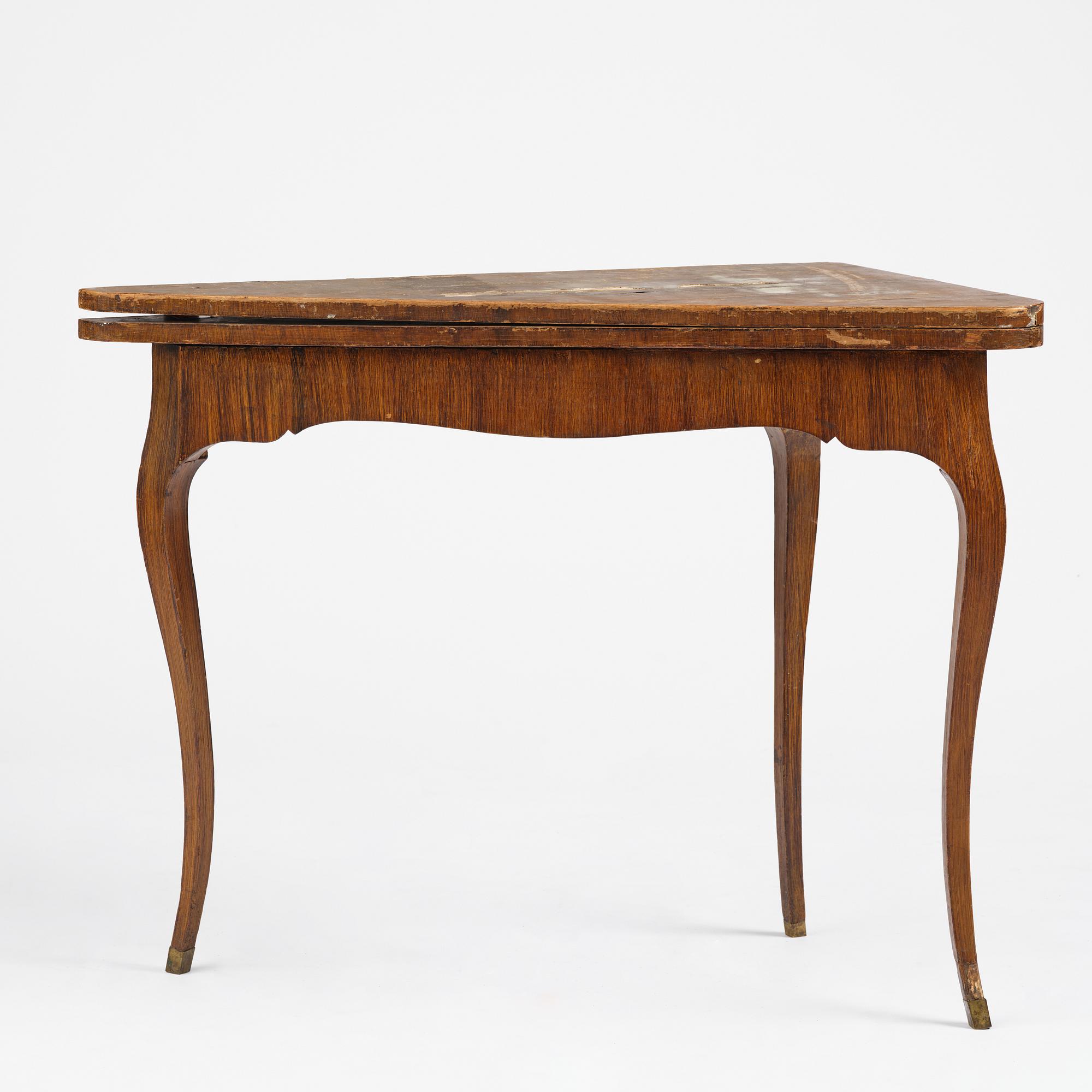 A faux-bois rococo cards table 'à l´hombre', Sweden, later part 18th century.