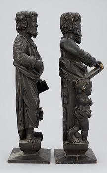 Four Swedish Baroque wooden figures depicting the Evangelists.