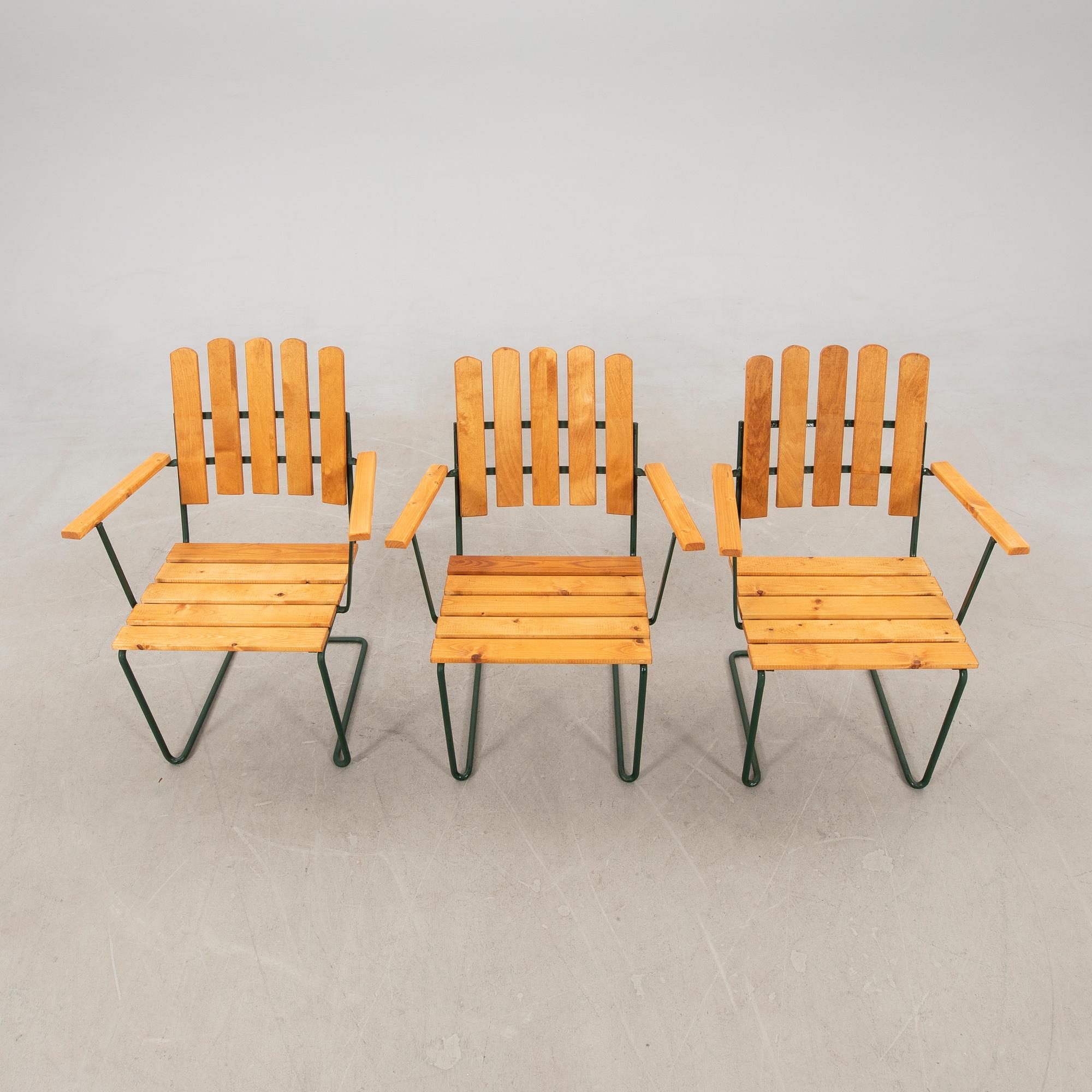 Arthur Lindquist, garden armchairs, 3 pcs, model A2, Grythyttan.
