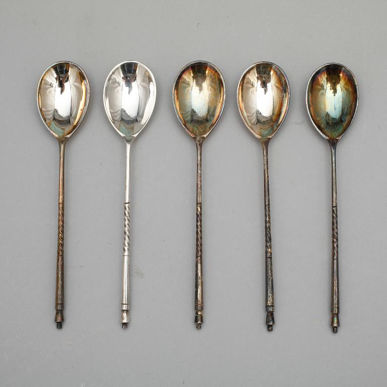 KAFFESKEDAR, silver, 12+5 st, bland annat Bolidensilver. 1900-tal. Vikt 210 gram.