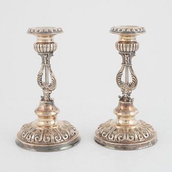 Nils Jakob Adamsson, ljusstakar, ett par, silver, empire, Norrköping 1843.