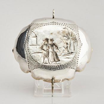 A small German parcel-gilt silver bowl (wine tasting bowl), mark of Johannes Kilian, Augsburg 1689-1692.