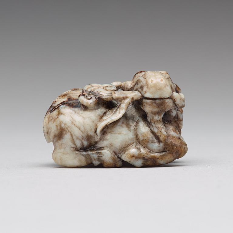 A carved nephrite figurine, late Ming dynasty (1368-1643).