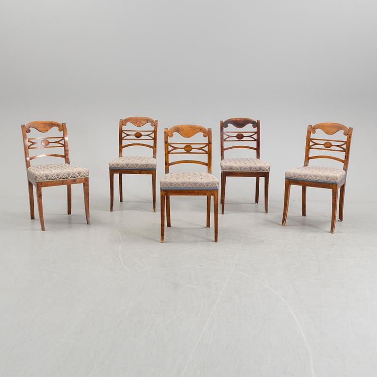 A set of five mid 19th century chairs.
