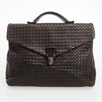 Bottega Veneta, a brown Intrecciato Leather Briefcase.