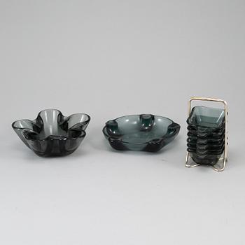 WILHELM WAGENFELD, ashtrays, ”Faktotum”,  ”Corona”, "Ascher",  for Vereinigte Lausitzer Glaswerke.