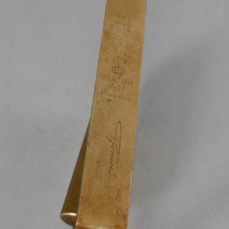VÄGGLAMPETTER, ett par, mässing, "Pendel", Pierre Forsell, Skultuna, 1900-talets fjärde kvartal.