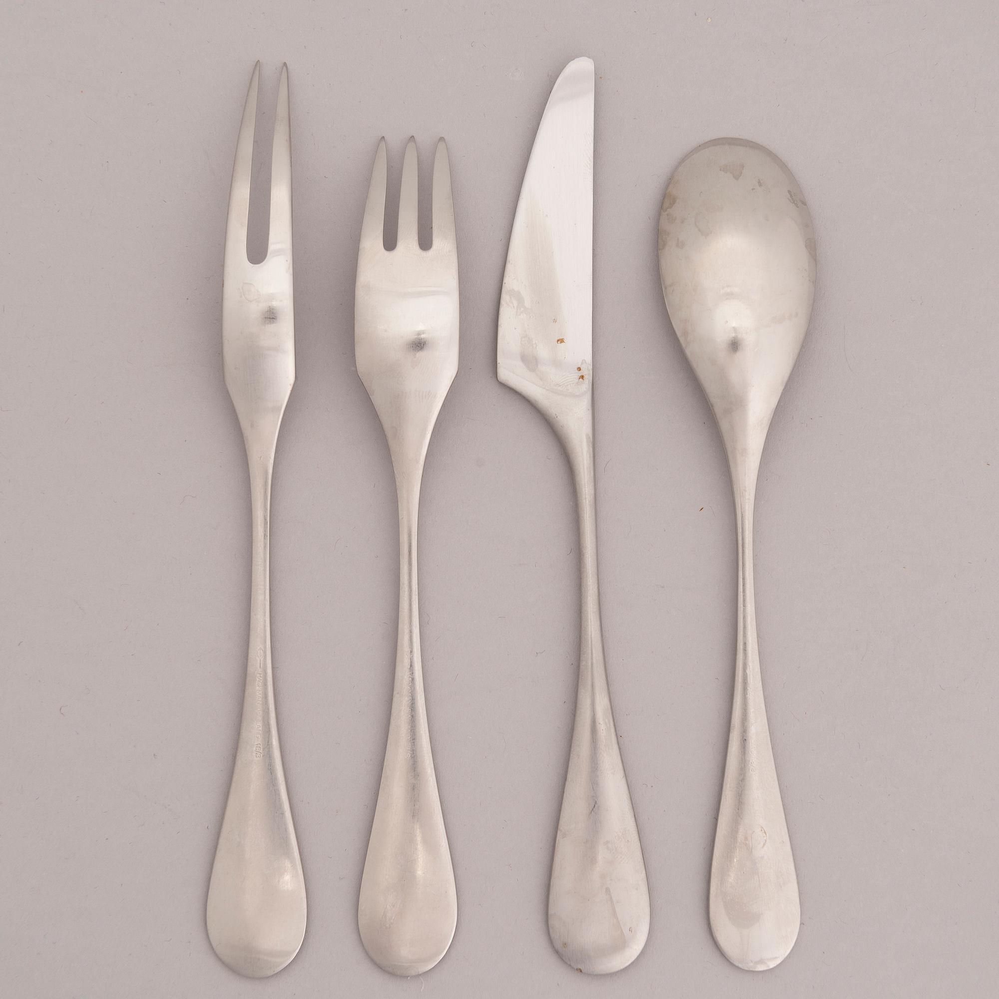 A 28-piece set of 'Mango' steel cutlery by Nanny Still, Hackman Finland 18/8.