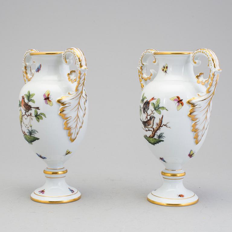 a pair of porcelain urns by Herend Hungary in the second half of the 20th century.