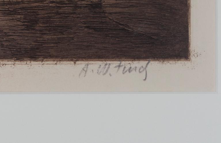 ALFRED WILLIAM FINCH, etsning, sign.