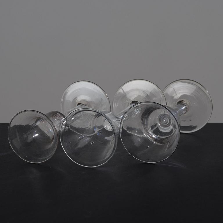 A set of three odd glasses, England, 18th Century.