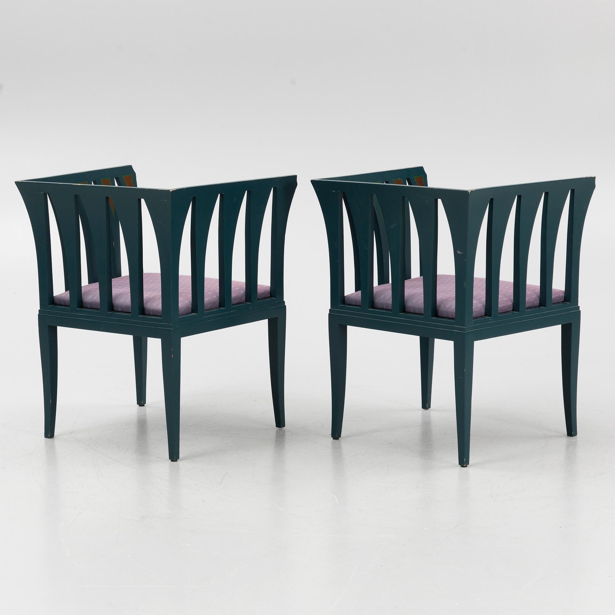 Eliel Saarinen, armchairs, a pair, "Blue Chair", Adelta, Finland 1983.