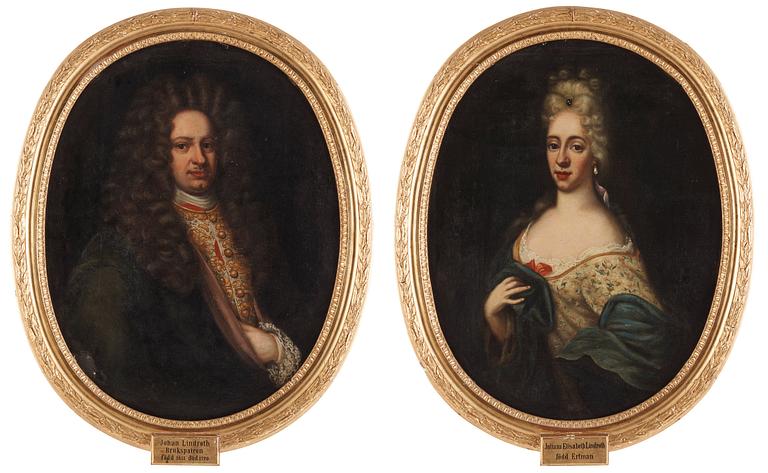 Martin Mijtens d.ä Attributed to, "Johan Linroth" (1653-1720) & "Juliana Elisabeth Linroth" (née Ertman) (1675-1745).