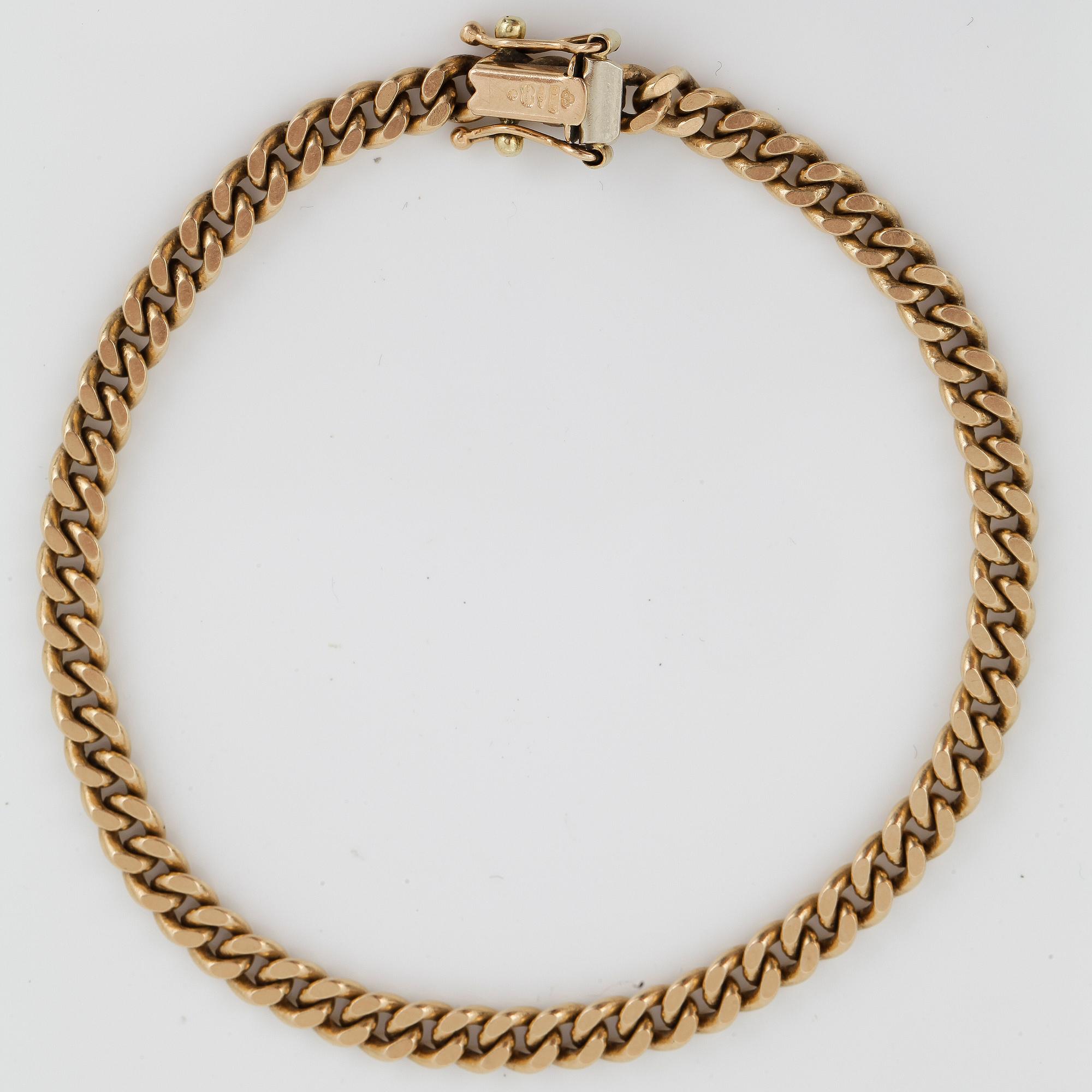 ARMBAND, guld 18k, svensk kontrollstämpel, 1900-talets andra hälft. Vikt ca 16 gram.
