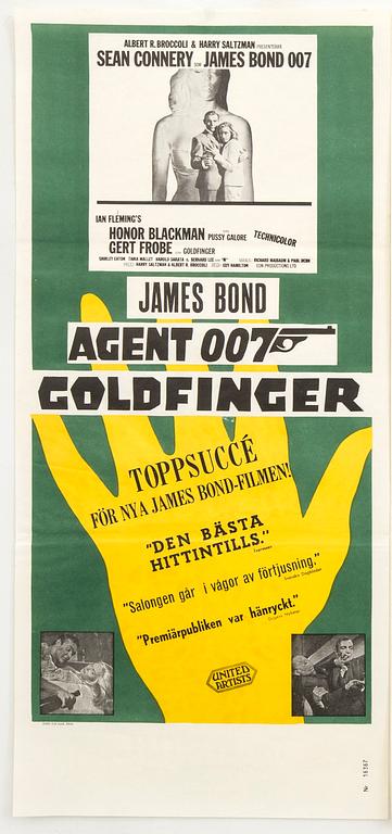 A Swedish movie poster James Bond "Goldfinger" 1965 numbered.
