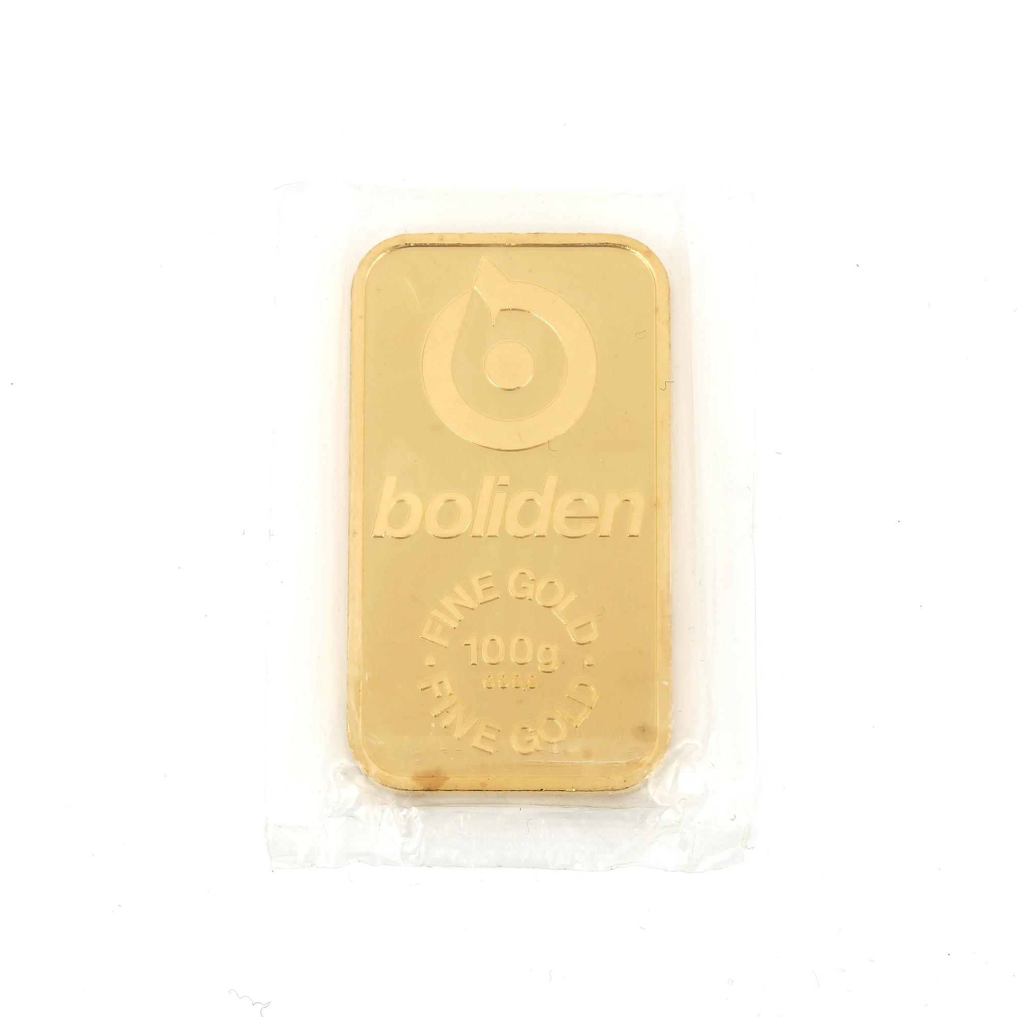 GULDTACKA, 24K guld, Boliden. Vikt 100g.