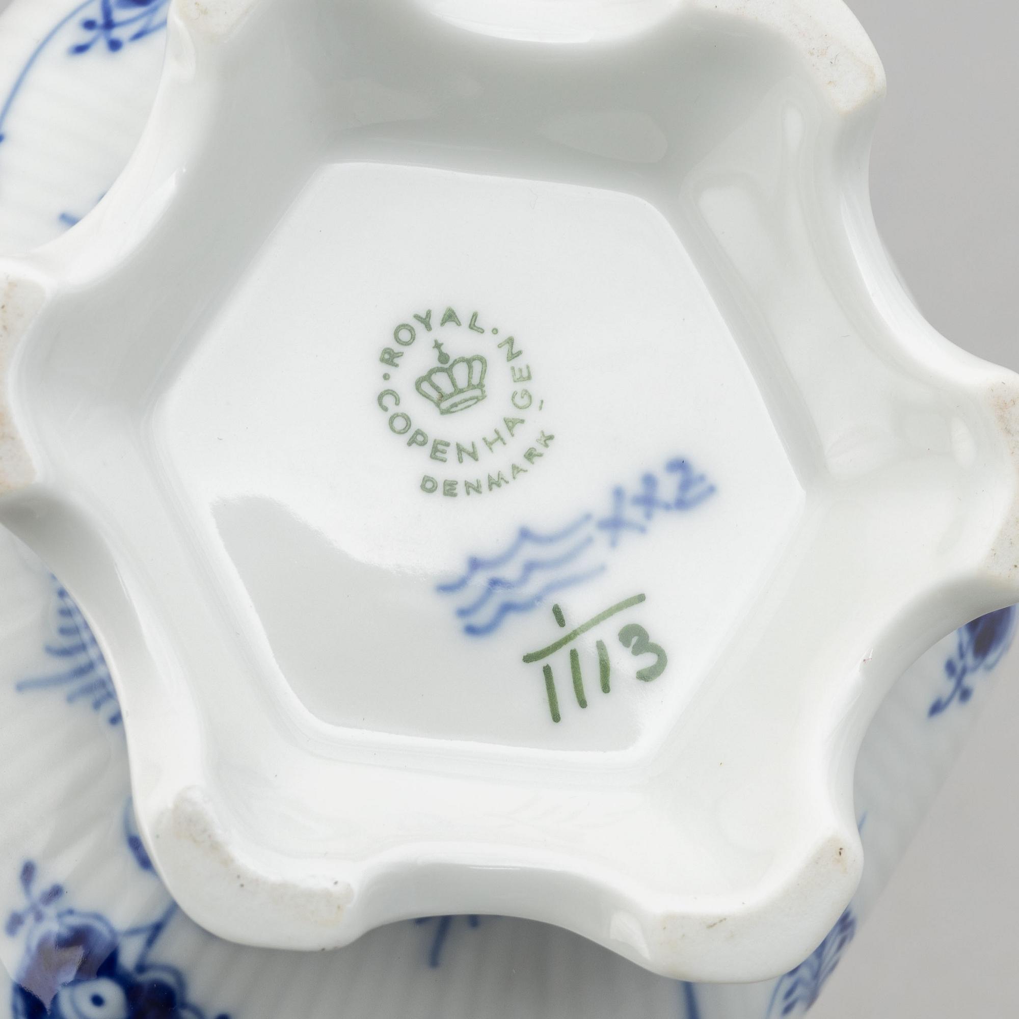 16 pieces of a porcelain "Blue Fluted" mocha service, Royal Copenhagen, Denmark.