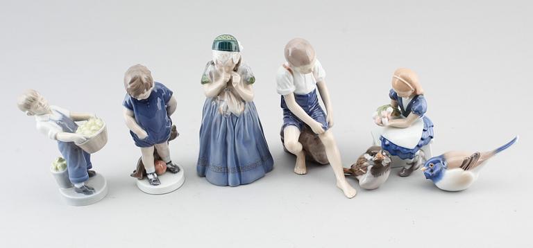 FIGURINER, 7 st, porslin, Royal Copenhagen och Bing & Gröndahl, Danmark.