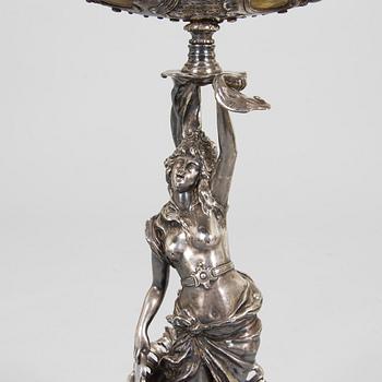 Silver-plated horn decoration, the end of 19th century. Height 93 cm.