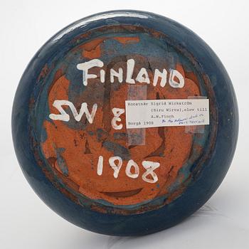 Sigrid Wickström-Paaer, a red clay vase signed SW and dated 1908.