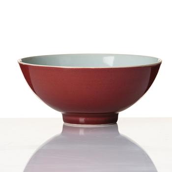 An copper-red glazed bowl, Qing dynasty, Yongzheng mark and of the period (1723-35).