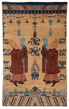 1210. An Antique Ningzia Temple carpet, Northern China. c. 208-131 cm.