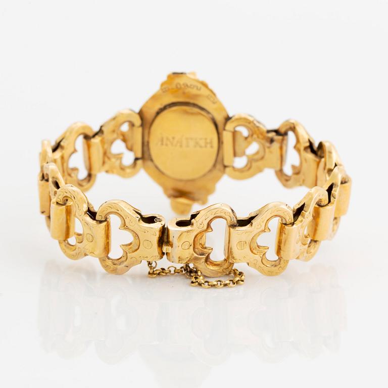 Armband 18K guld och blå emalj.