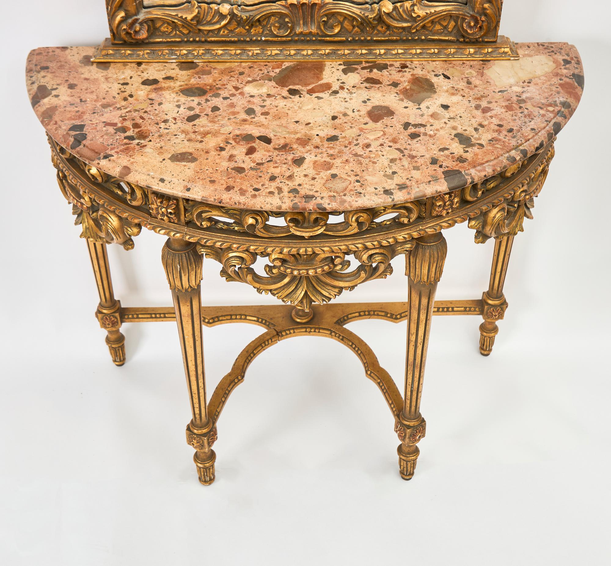 Mirror with console table, first half of the 20th century.