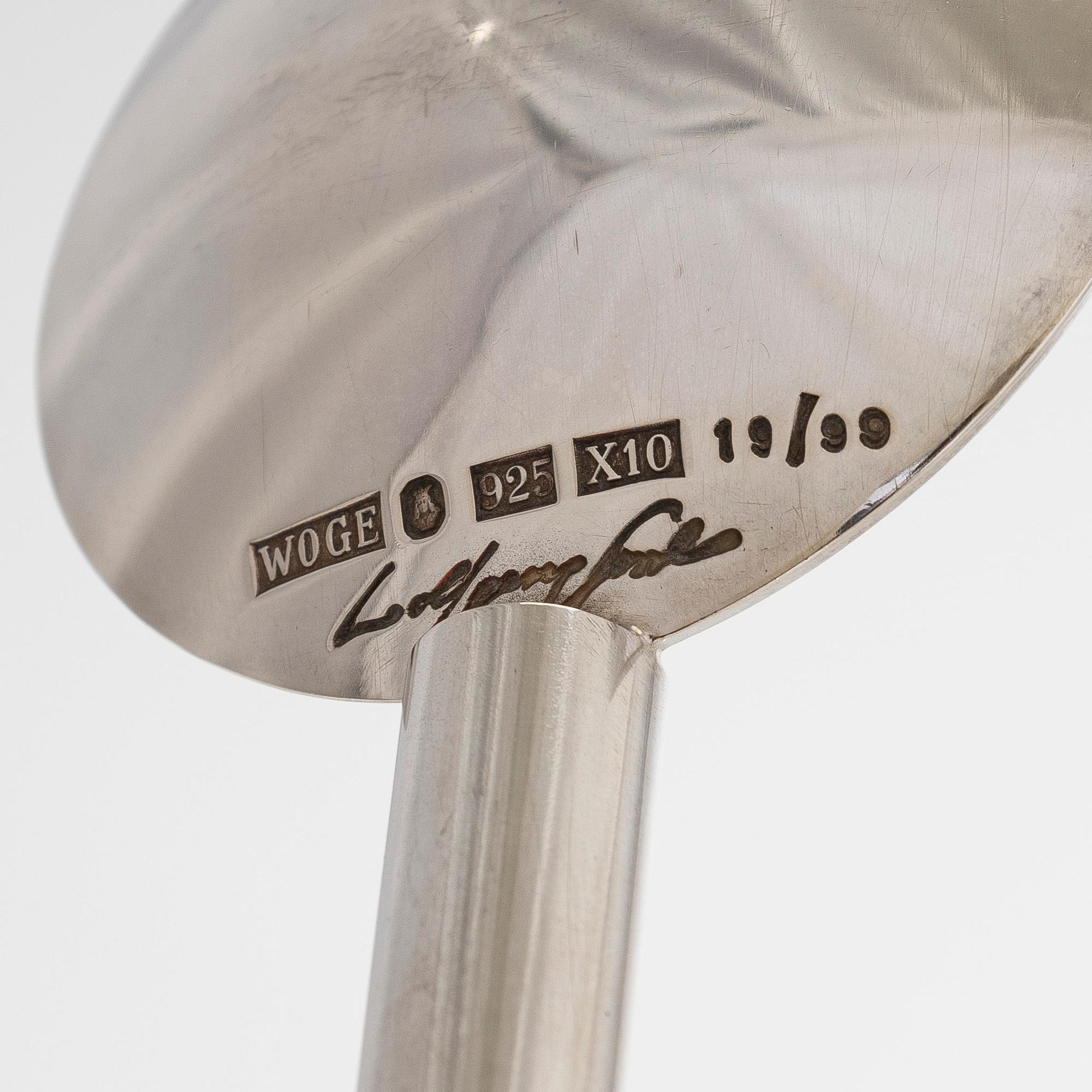 Wolfgang Gessl, Salladsbestick, sterlingsilver och akryl, Stockholm 1996.