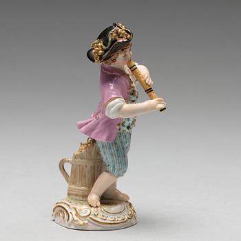 A Meissen figure of a flute player, second half of the 19th Century.