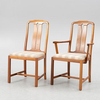 Carl Malmsten, matbord, 2 karmstolar och 4 stolar. Åfors Möbelfabrik.