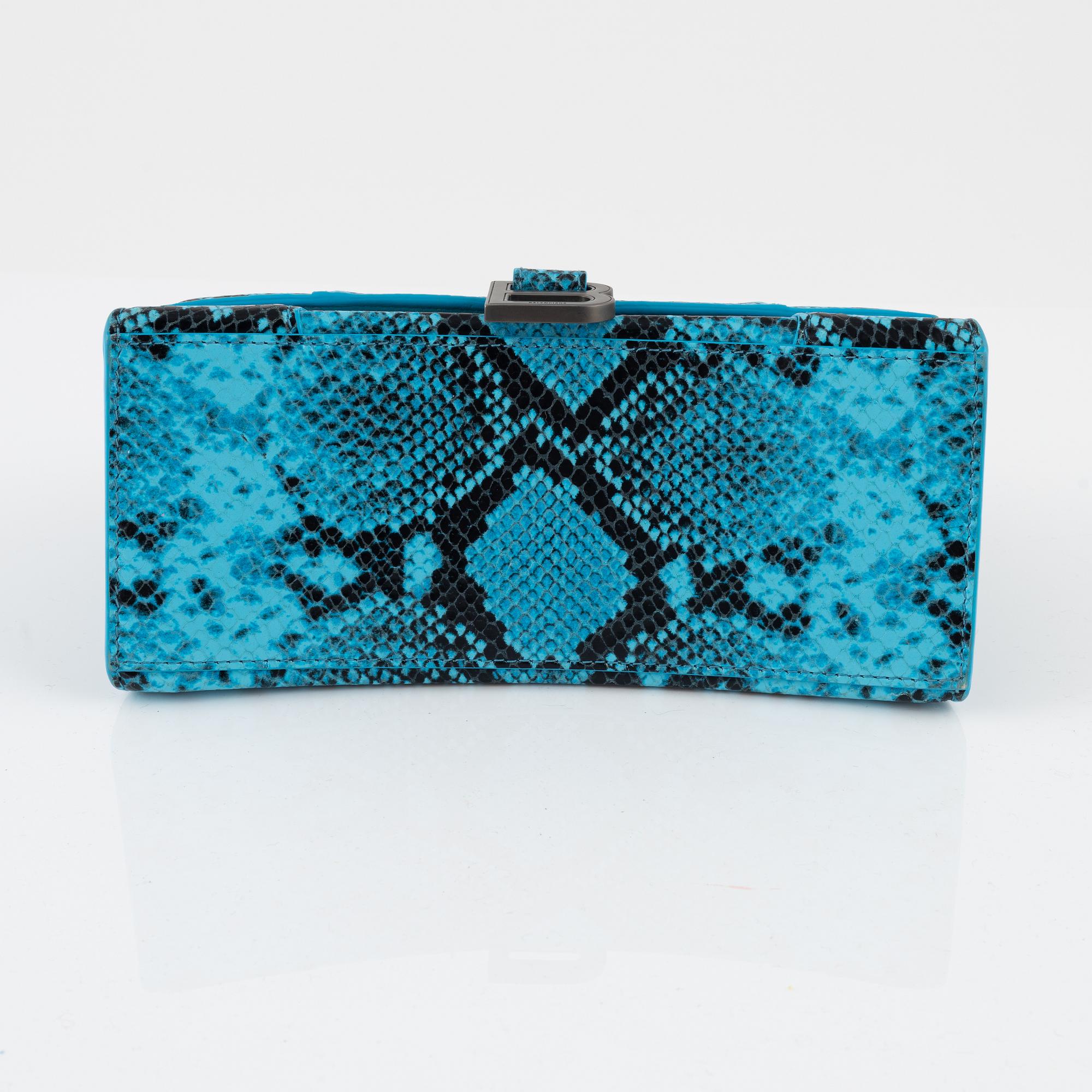 Balenciaga, A snakeskin Embossed Leather 'Hourglass Small' bag.