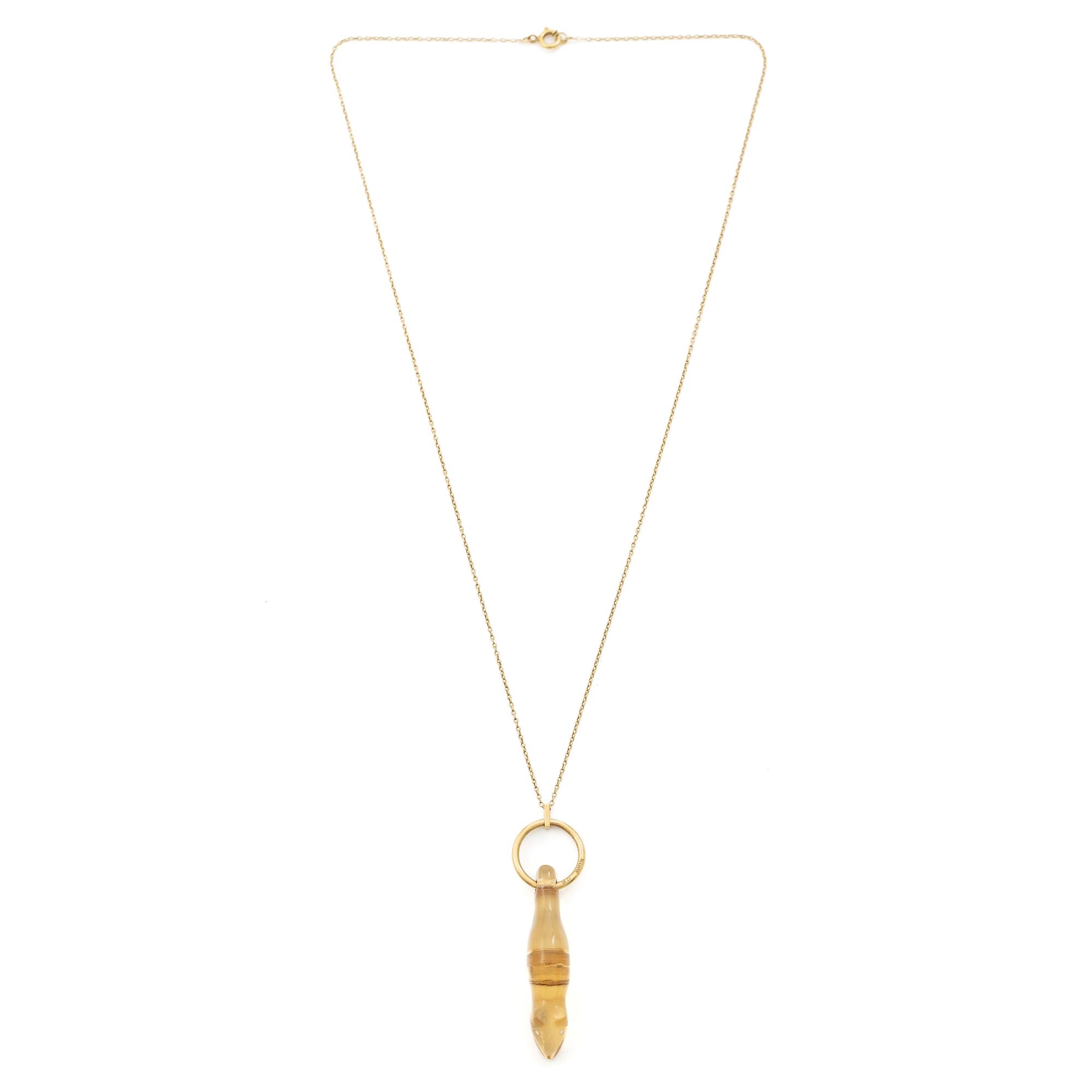 Necklace, 17K gold with citrine in the form of a sweet wrapper.
