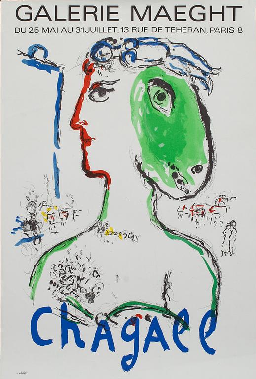 MARC CHAGALL, affisch, Mourlot, Paris 1972.