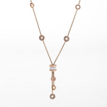 Bulgari, kaulakoru, "B.zero1", 18K kultaa, keramiikkaa ja timantteja.