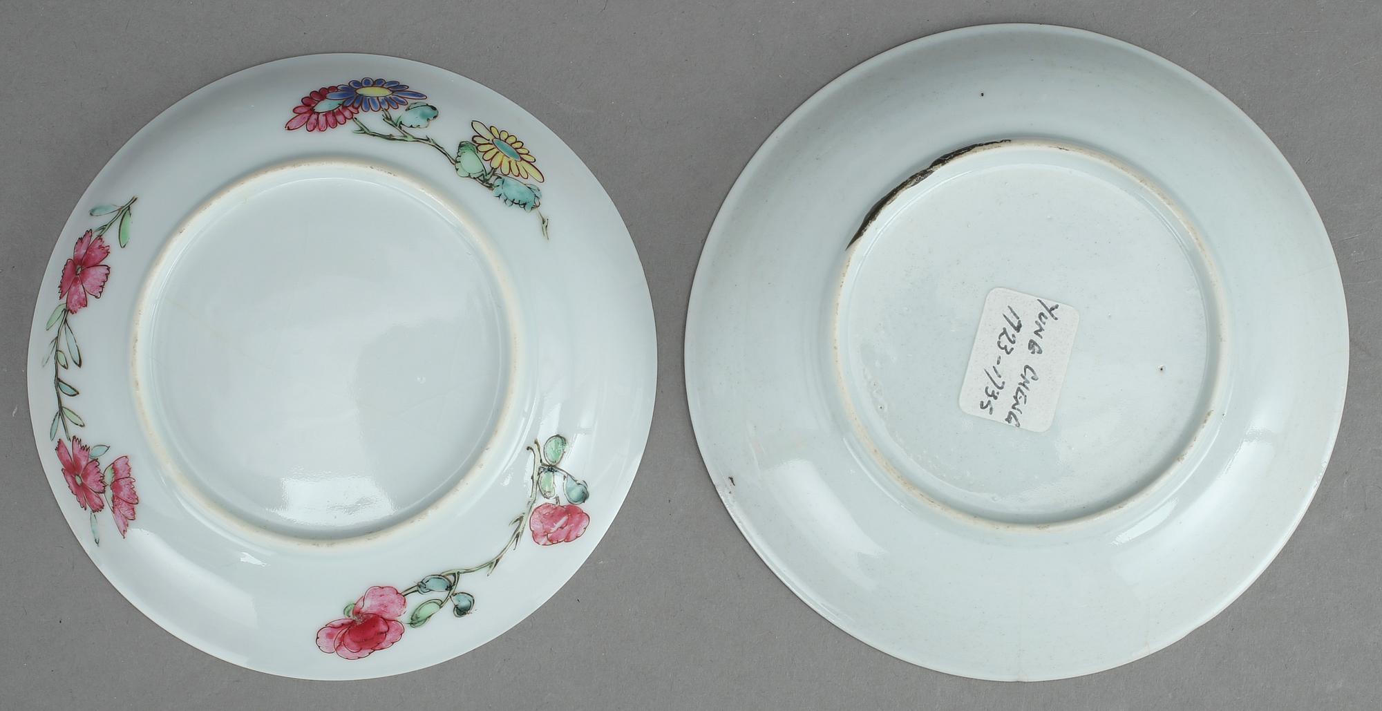 KOPPAR MED FAT, 2+2 st, porslin, Kina, 1700-tal.
