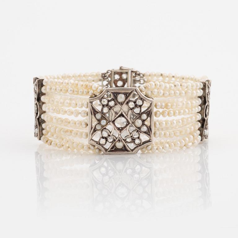 Seed pearl and rose cut diamond bracelet.