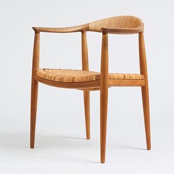 Hans J. Wegner, an oak and rattan 'The Chair', JH501, Johannes Hansen, Denmark.