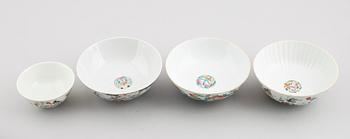 SKÅLAR, 4 st, porslin, Kina, 1800/1900-tal.