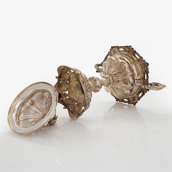 A footed Neo Rococo silver bowl with lid, maker's mark of Johan Theodor Palmgren, Norrköping, Sweden 1885-86.