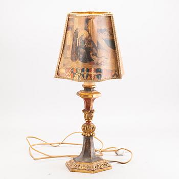 A wood table lamp from Paoletti, Firneze Italy, mid 20th century.