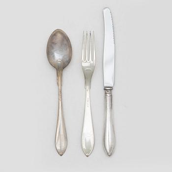 A 36 piece silver cutlery service, model Svensk Spets, mostly CG Hallberg, 1930s.