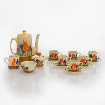 Clarice Cliff, 10-piece coffee service, stamped "Crocus", England.