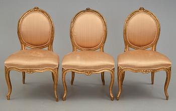 Six Swedish Transition Rococo/Gustavian 18th century chairs.