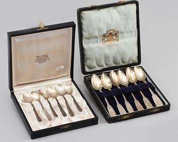 KAFFESKEDAR, 24 st, silver, Sverige, Ryssland och importstämplat, 1800- och 1900-tal, vikt 287 g.