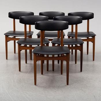 Six teak chairs, Denmark, 1960's.