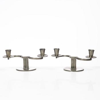 Nils Fougstedt, A pair of candelabra, FAK (Fabriksaktiebolaget Kronsilver), Stockholm, 1934.