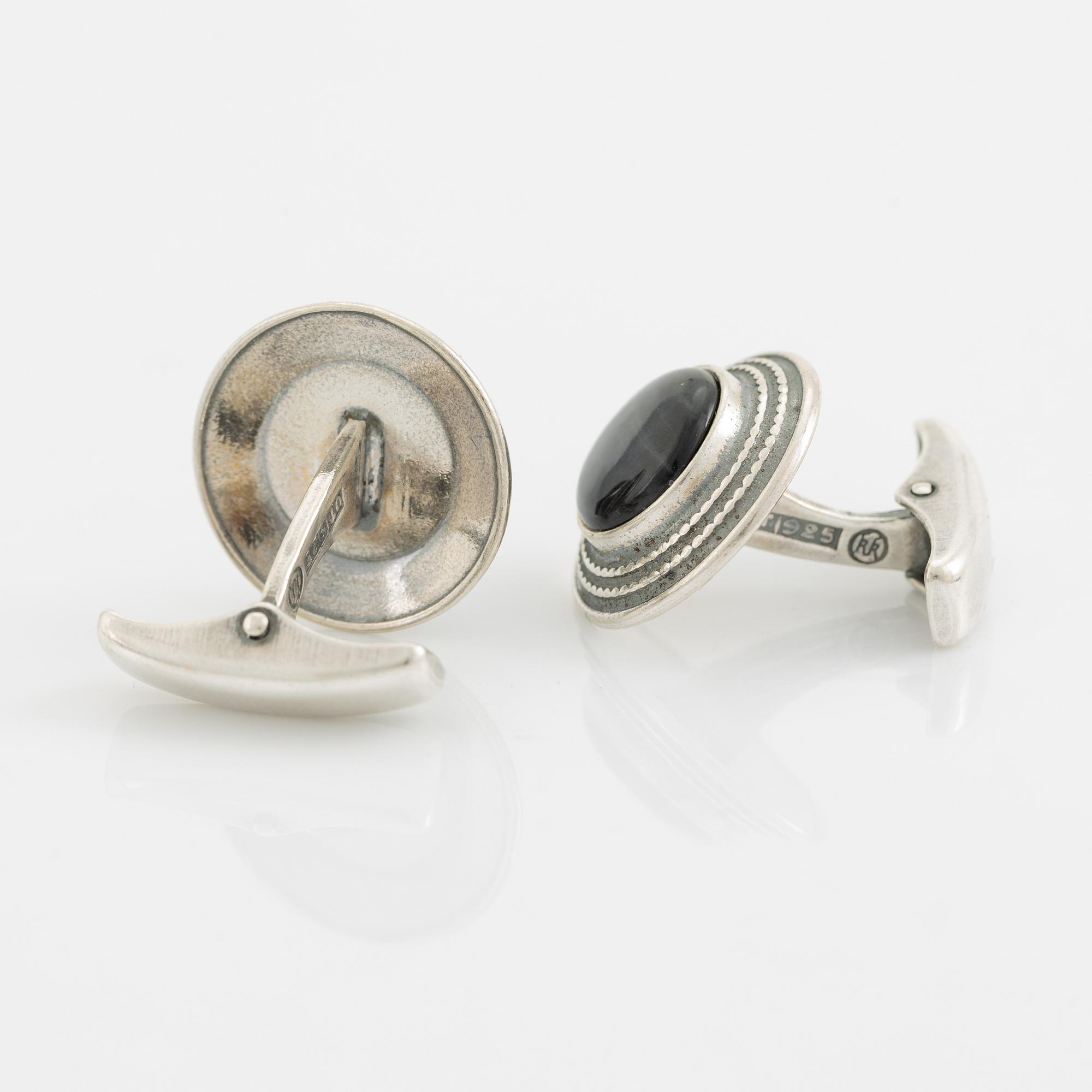Manschettknappar, Kalevala koru, ett par, silver med labradorit.