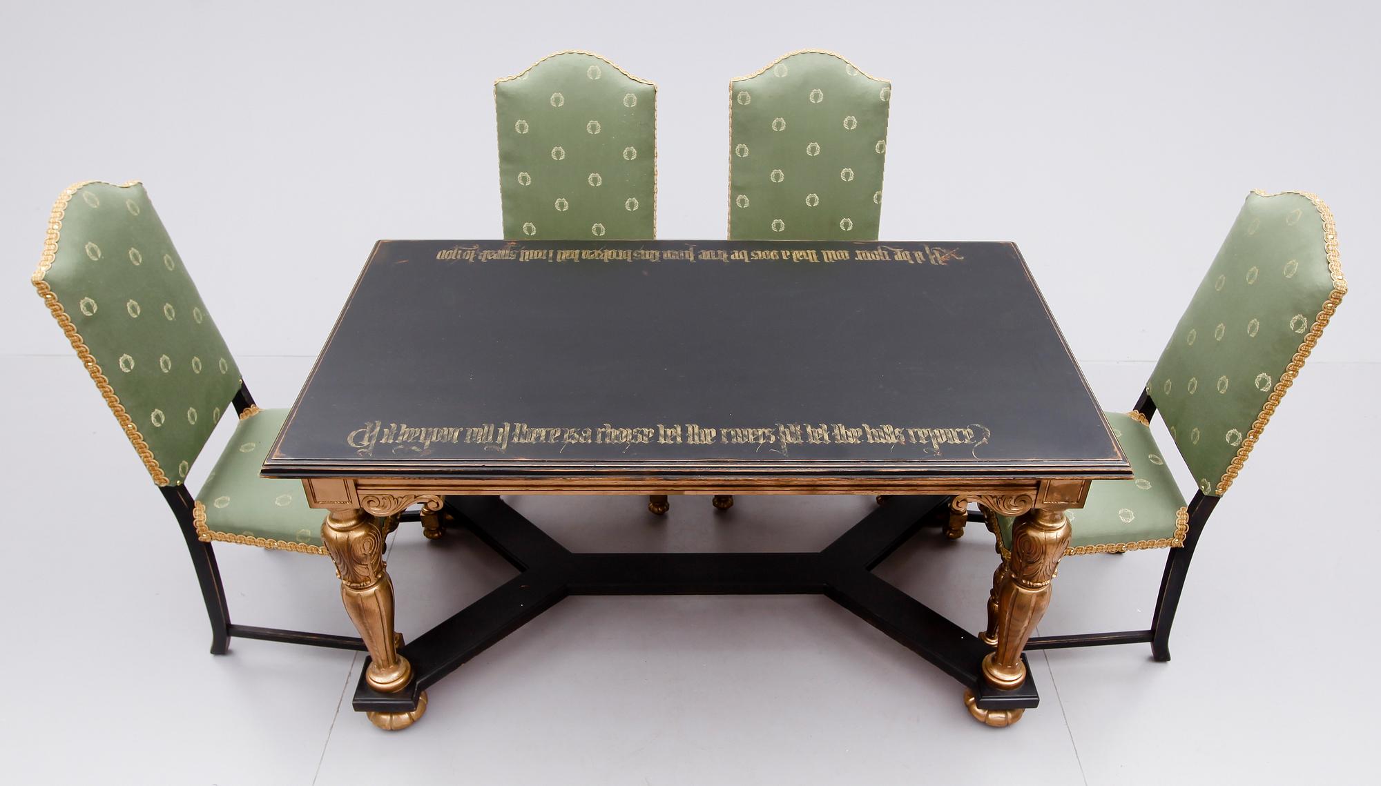 MATSALSMÖBEL, 5 delar, barockstil, 1900-talets första hälft.